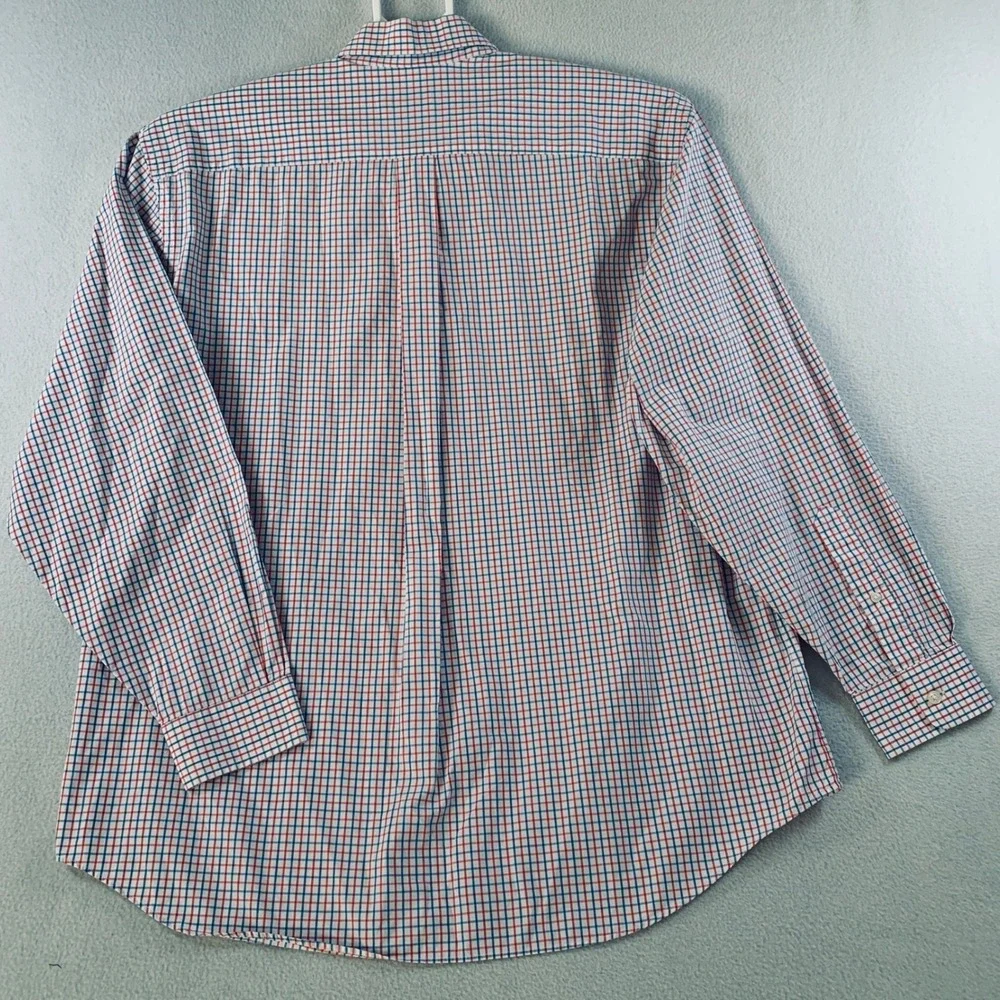 Vineyard Vines Whale Shirt Mens XL Red Blue Check Long Sleeve Button Down Cotton